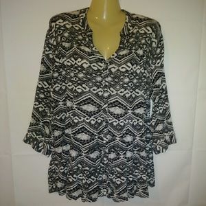 Bit & Bridle Geometric Flowy Boho Tunic Top XL